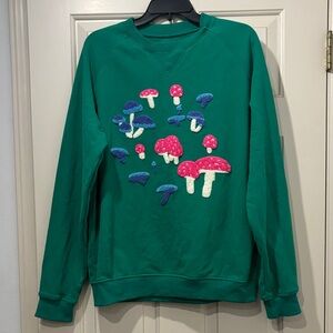 Modest Mouse Green Sweater with Mushroom Accents